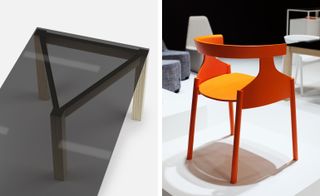 Detail of 'Winwin' table (left) and 'Howdoyoudo' armchair