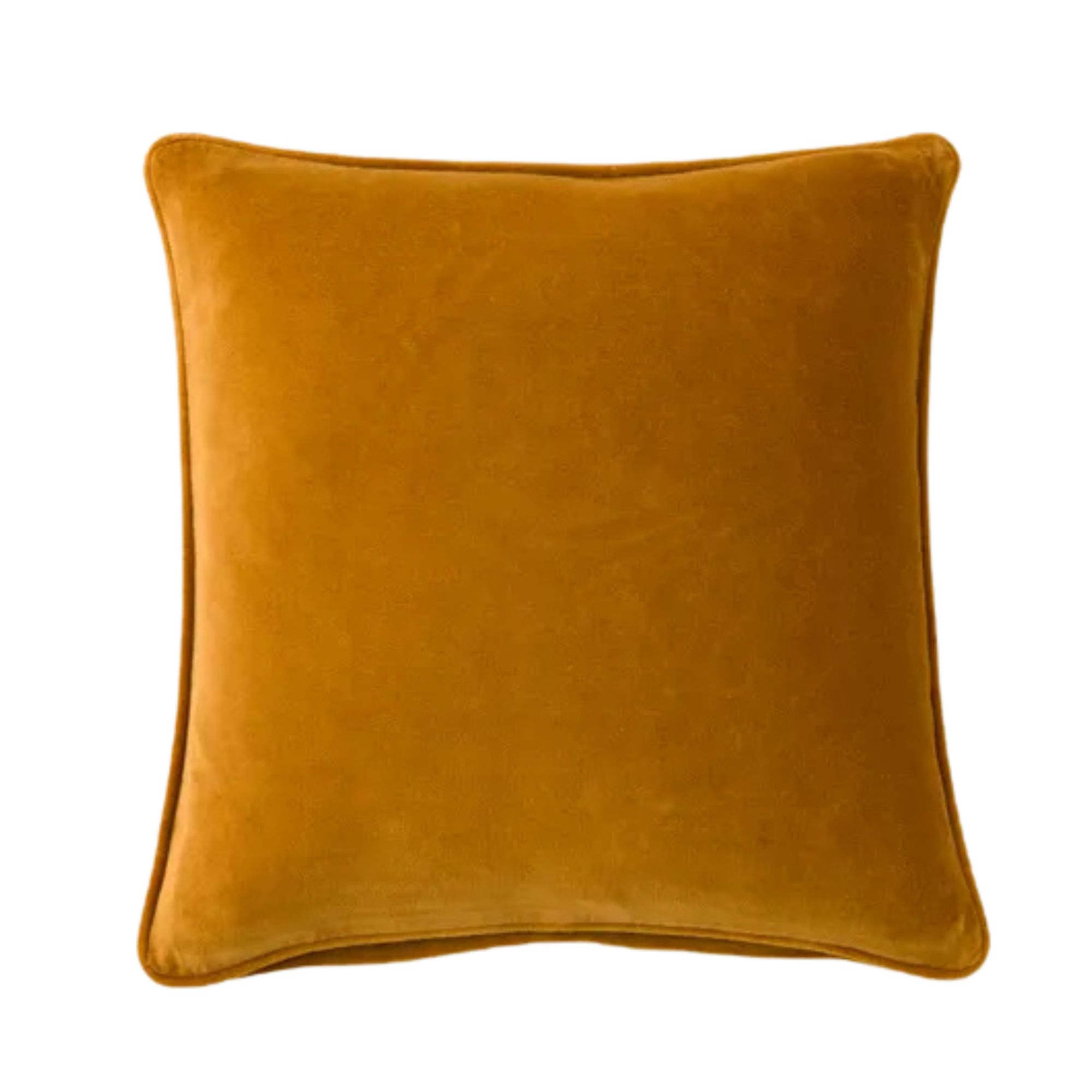 Dunelm, Clara Cotton Velvet Square Cushion in Amber Gold