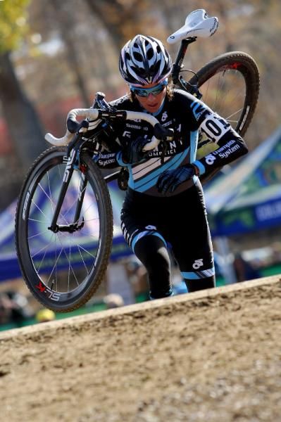 Nicole Duke (Raleigh-Clement) making good time up the stairs.