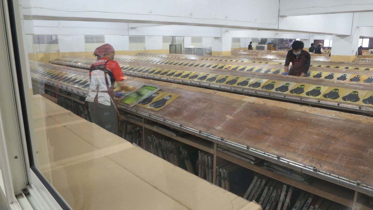 And Velo's screen printing shop is a large scale affair