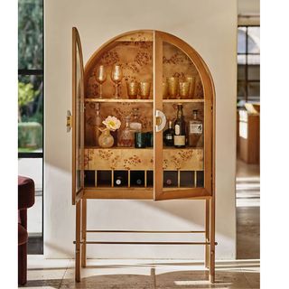 anthropologie arched wood bar cabinet