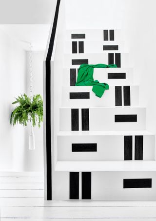 Black and white painted staircase