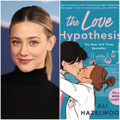 A two-split image of Lili Reinhart (left), and the paperback cover for the book 'The Love Hypothesis' by Ali Hazelwood.