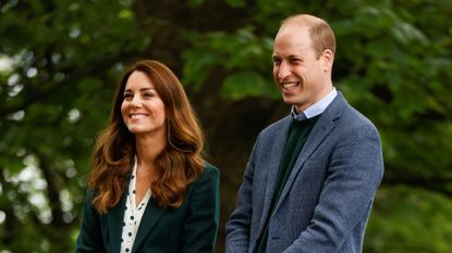 Prince William and Kate Middleton, Duchess of Cambridge during their visit to Starbank Park on May 27, 2021 in Edinburgh, Scotland