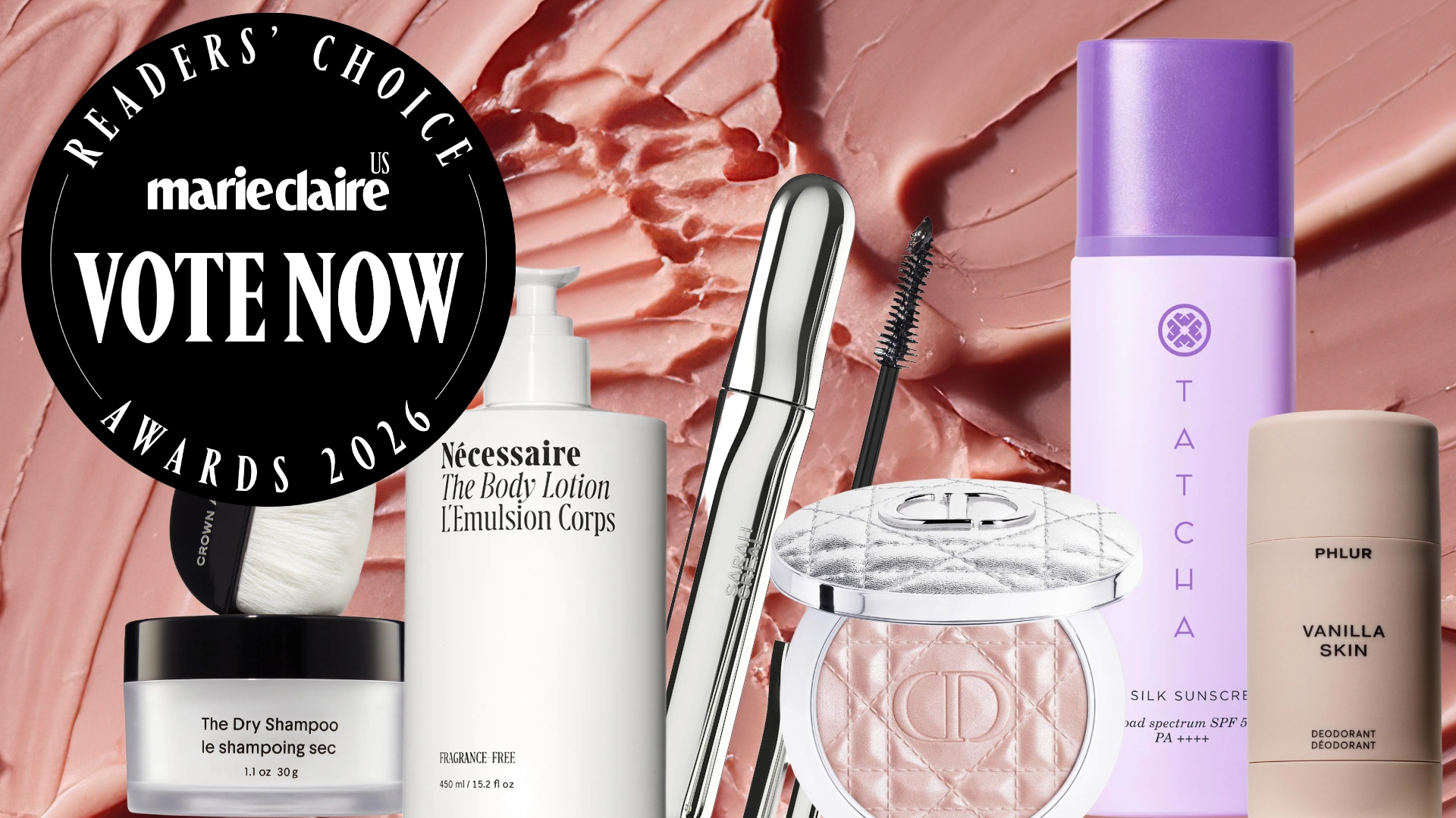marie cliare readers choice awards 2026 logo with some of the best beauty products