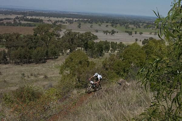 Five-time national cross country champion, Chris Jongewaard from South Australia, makes his way up Mt.Major in the men's elite race.
