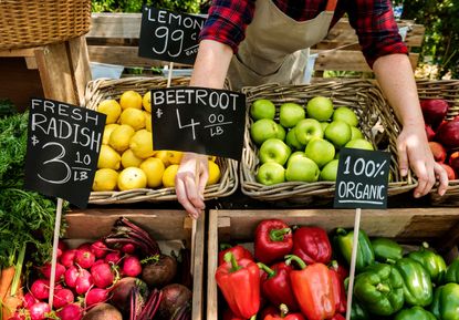 Market With Fruits And Vegetables