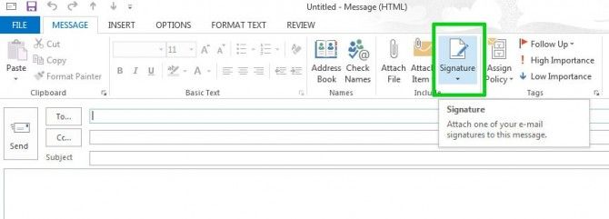 how to add signature in outlook 2013