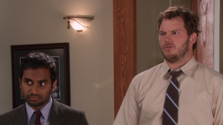 Aziz Ansari and Chris Pratt in Parks and Rec