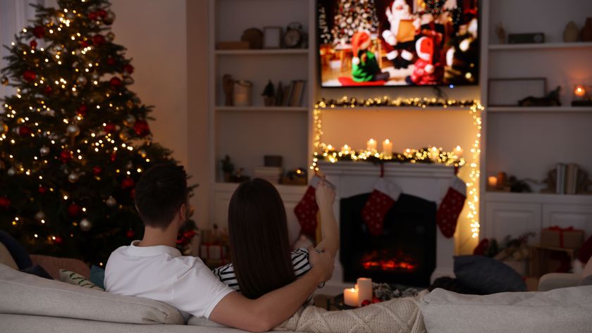 couple watching christmas film