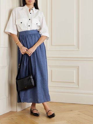 LORO PIANA, Belted Linen Maxi Wrap Skirt