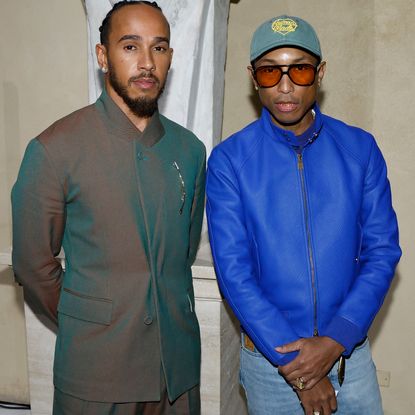 Lewis Hamilton and Pharrel Williams at the 2025 Met Gala announcement