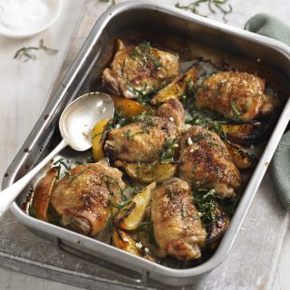 Roast Chicken Thighs with Lemon and Mint