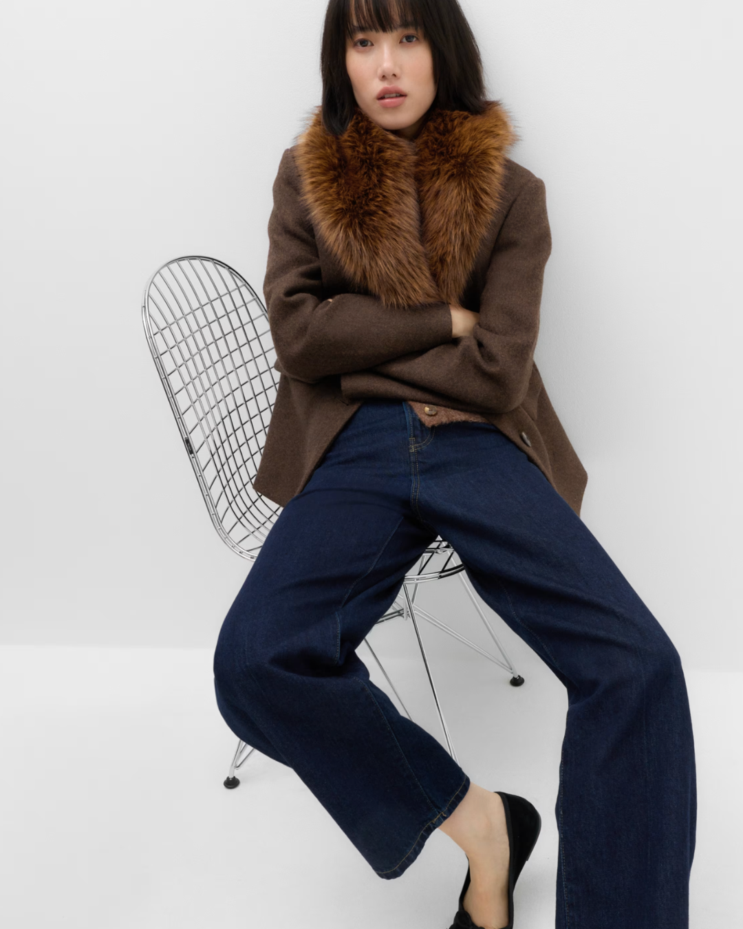 M&amp;amp;S, Faux Fur Trim Textured Blazer