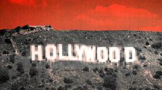 A red sky over the famous Hollywood sign