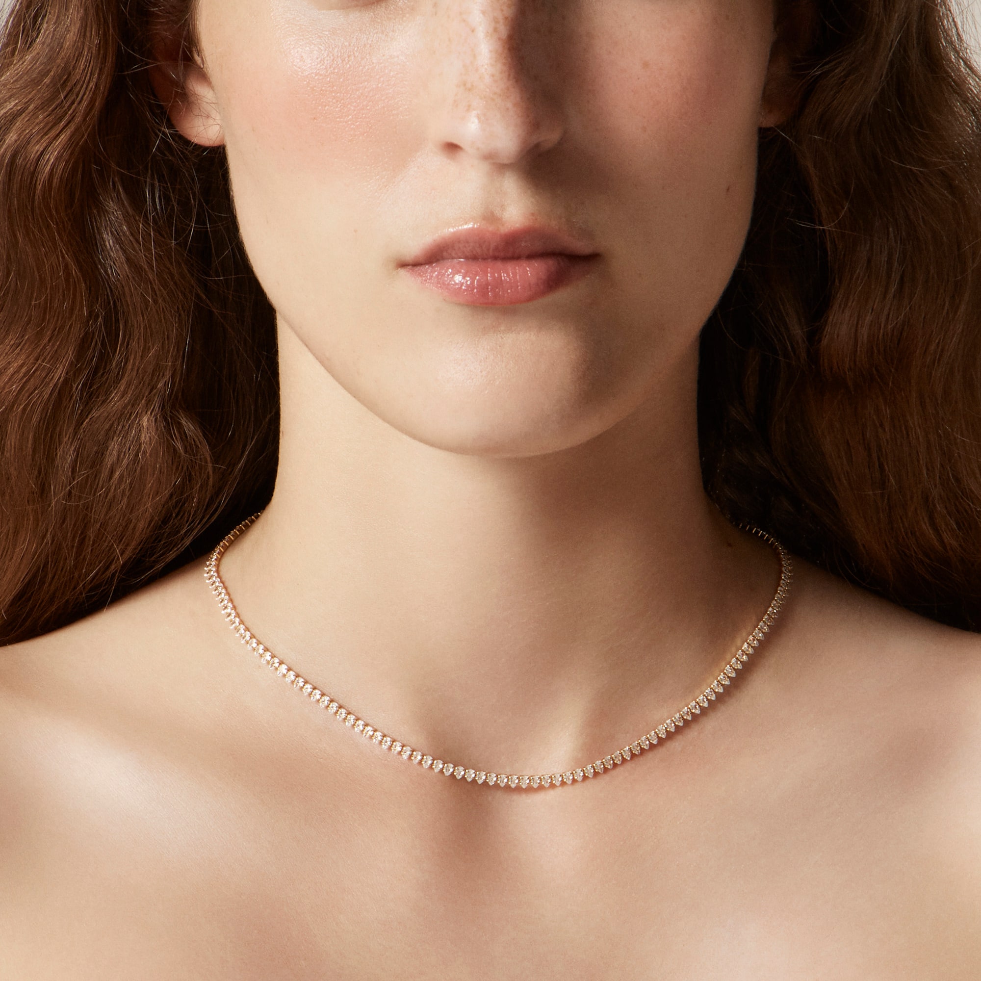 Teardrop Cubic Zirconia Bezel-Set Tennis Necklace