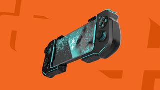 Turtle Beach Atom mobile controller on an orange background