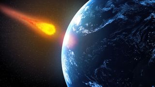 Illustration of an asteroid slamming into Earth