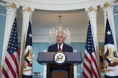 Rex Tillerson speaks at the State Department