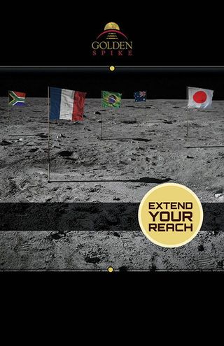 Golden Spike Flags on the Moon