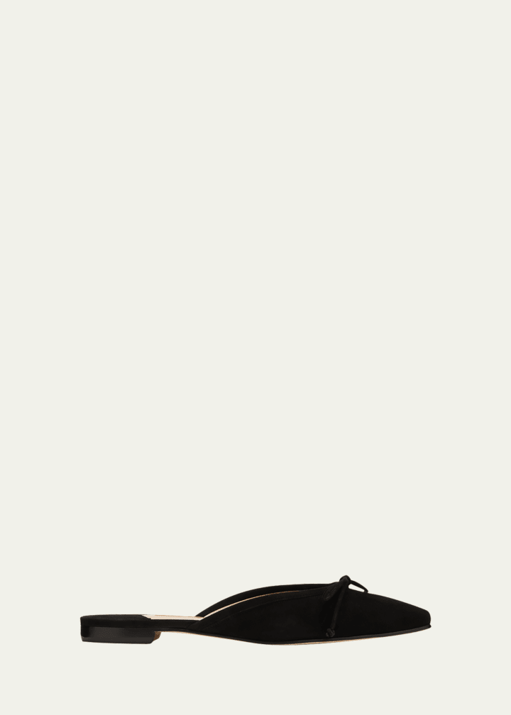 Manolo Blahnik, Ballerimu Suede Bow Ballerina Flat Mules