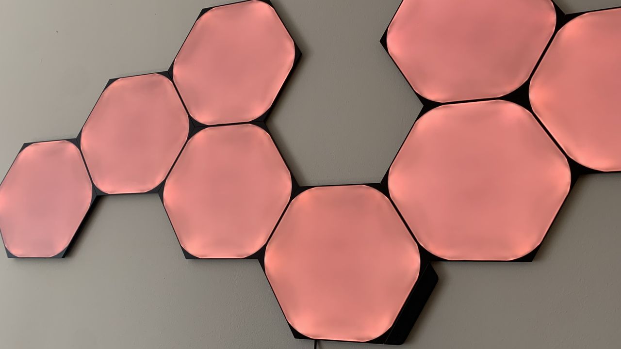 Nanoleaf Shapes Ultra Black on a wall