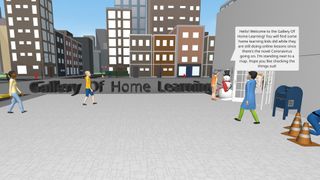 CoSpaces Edu characters walking near Gallery sign