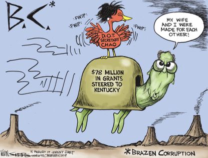 Political Cartoon U.S. Mitch McConnell Elaine Chao Corruption Kentucky