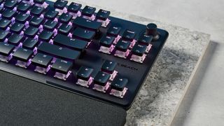 A black Turtle Beach Vulcan II TKL Pro wired gaming keyboard with Hall Effect magnetic switches