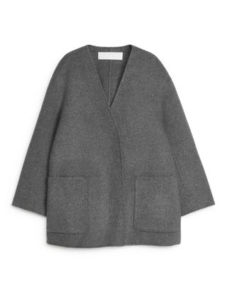 Collarless Doublé Coat - Dark Grey - Arket Gb