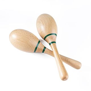 Musfunny Maracas Hand Percussion Rattles,beech Wood Material Rumba Shakers With Clear and Professional Sounds Musical Instrument for Party,games (natural)