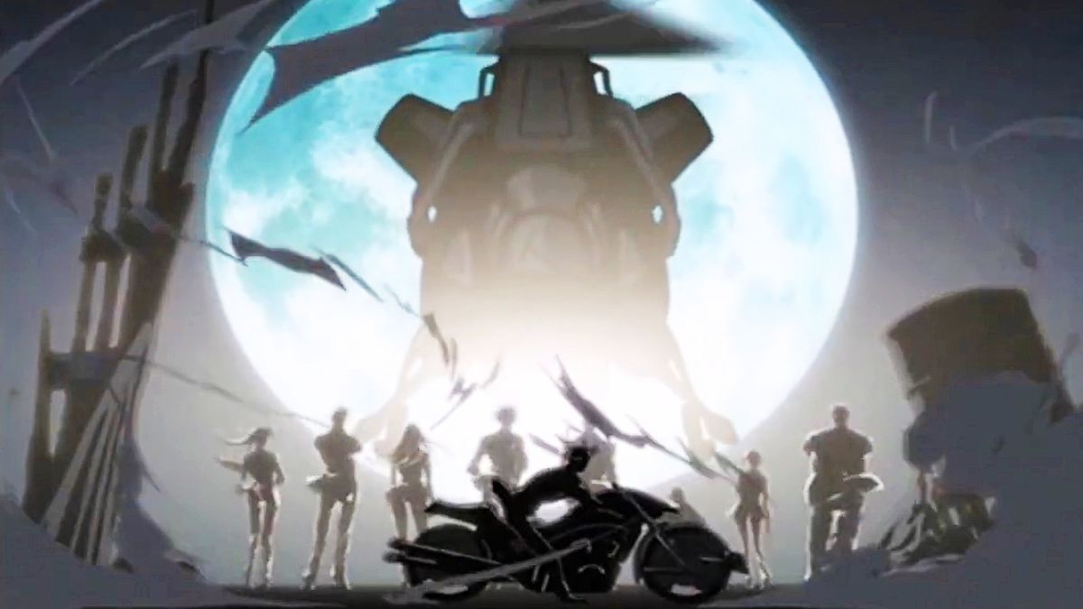 Before Crisis Final Fantasy 7 anime opening sees gang in suits stand before a helicopter