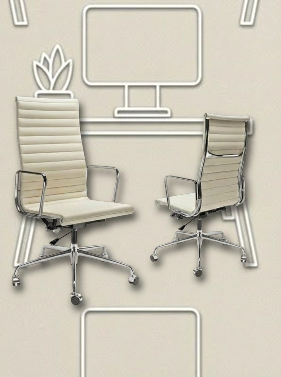 Ribbed Office Chair With Top Grain Leather