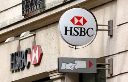 HSBC sign outside a high street branch in Paris