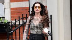 Anne Hathaway wearing three autumn trends whilst filming Devil Wears Prada 2 in New York City