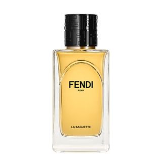 Fendi La Baguette fragrance with top on in front of a white background