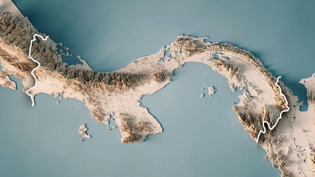 Researchers found a hole in the mantle layer of Earth in the Cocos tectonic plate, which lies right off the coast of Panama. Shown here, a 3D rendering of a topographic map of Panama.