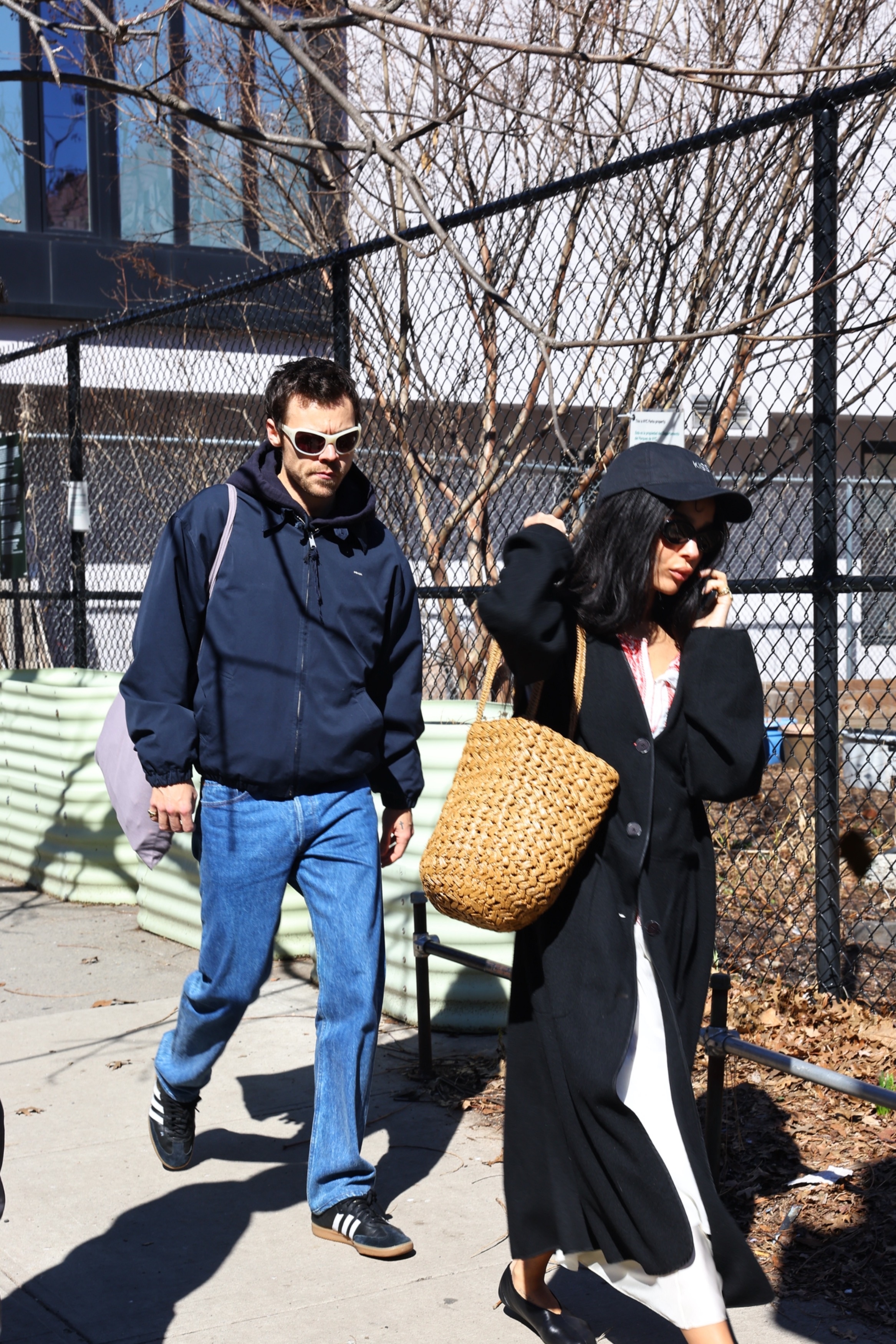 Zoe Kravitz wearing a woven bag