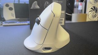 A photo of the Keychron M5 wireless ergonomic vertical mouse