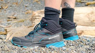 Person wearing the Scarpa Rush 2 Mid GTX hiking boots 