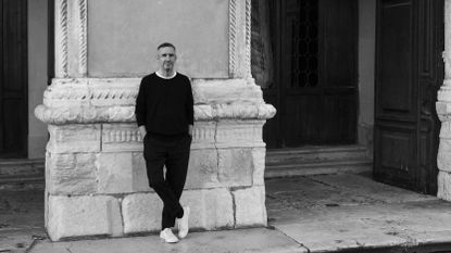 Dries van Noten outside Venetian Palazzo