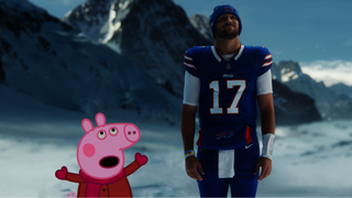 Peppa Pig and Josh Allen in a spot for Paramount Plus