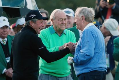Arnold Palmer, Jack Nicklaus and Gary Player opened the 2014 Masters