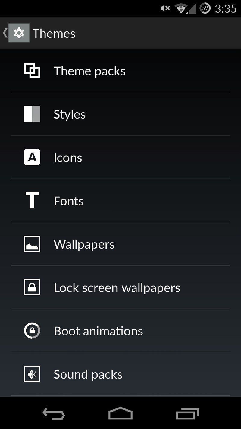 OnePlus One themes settings