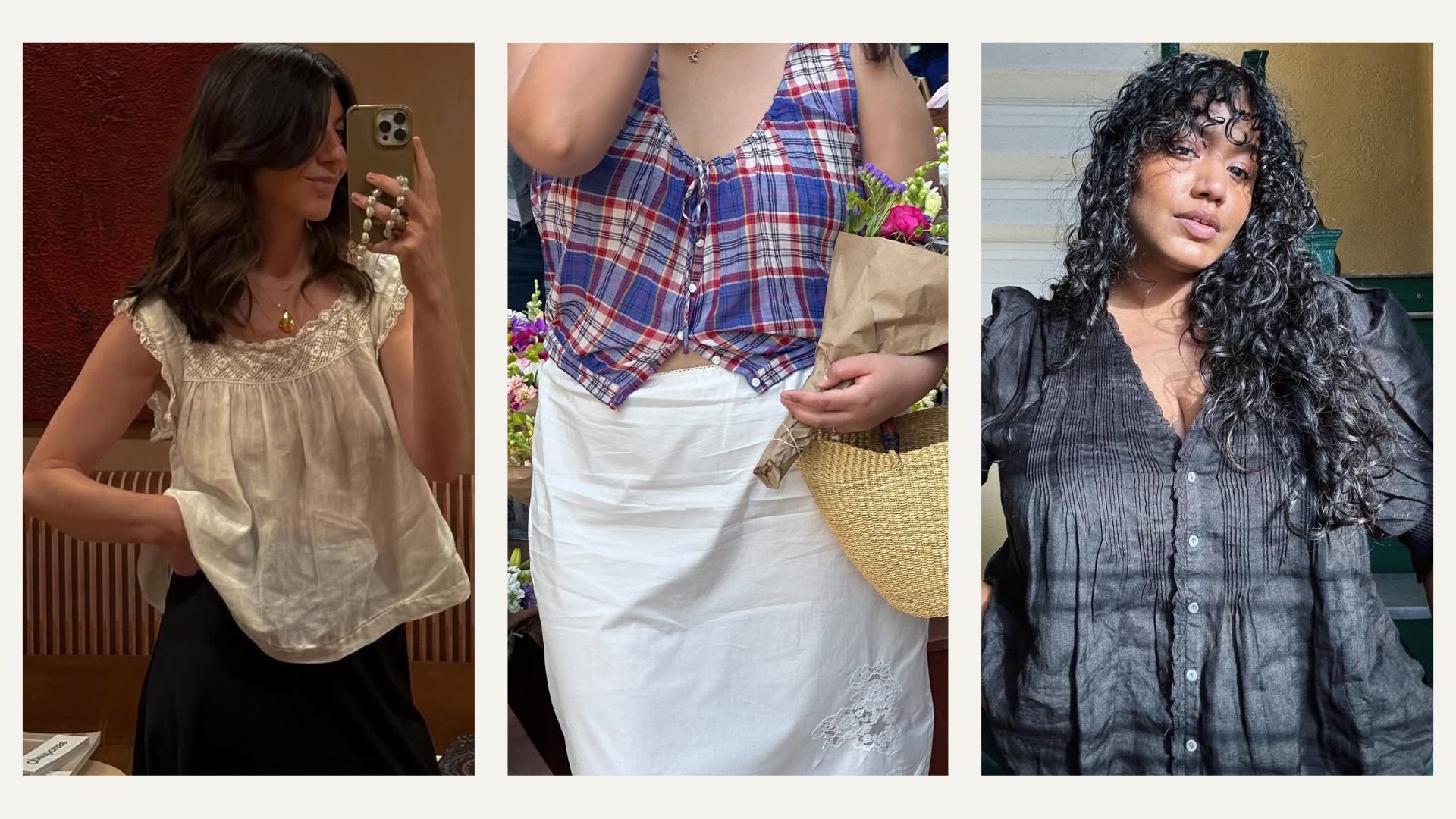 @marina_torres, @francescasaffari, @veroocampos wear blouses from Dôen