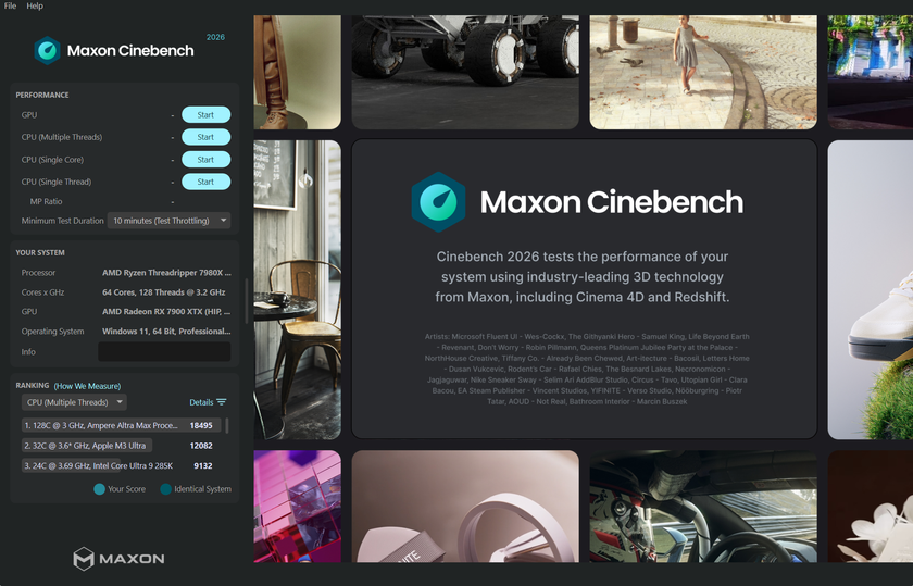 Cinebench 2026 interface