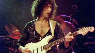 Richie Blackmore of Rainbow performs at Madison Square Garden on March 19 1984 in New York City, New York. 