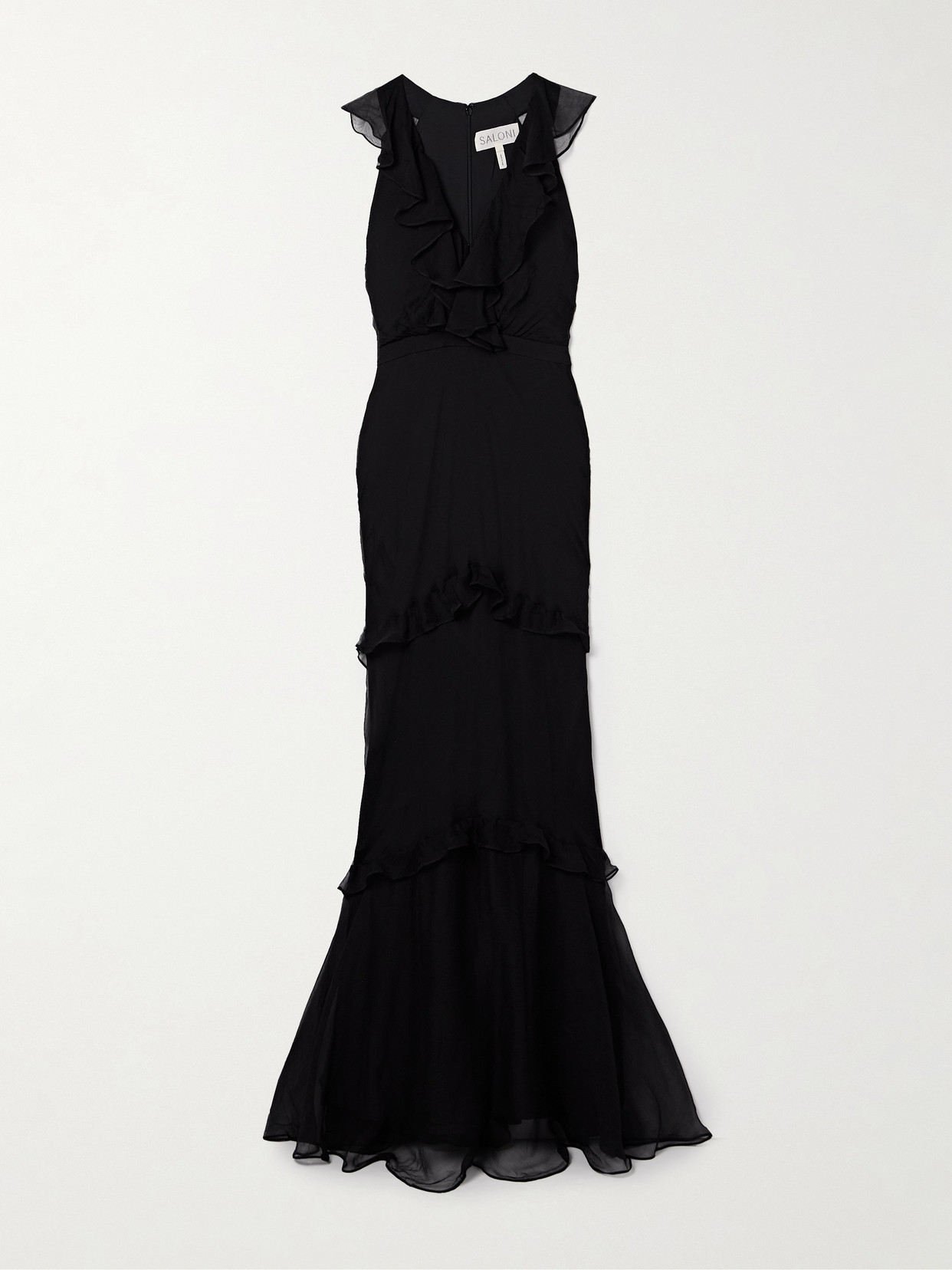 Rita Ruffled Tiered Silk-Crepon Maxi Dress