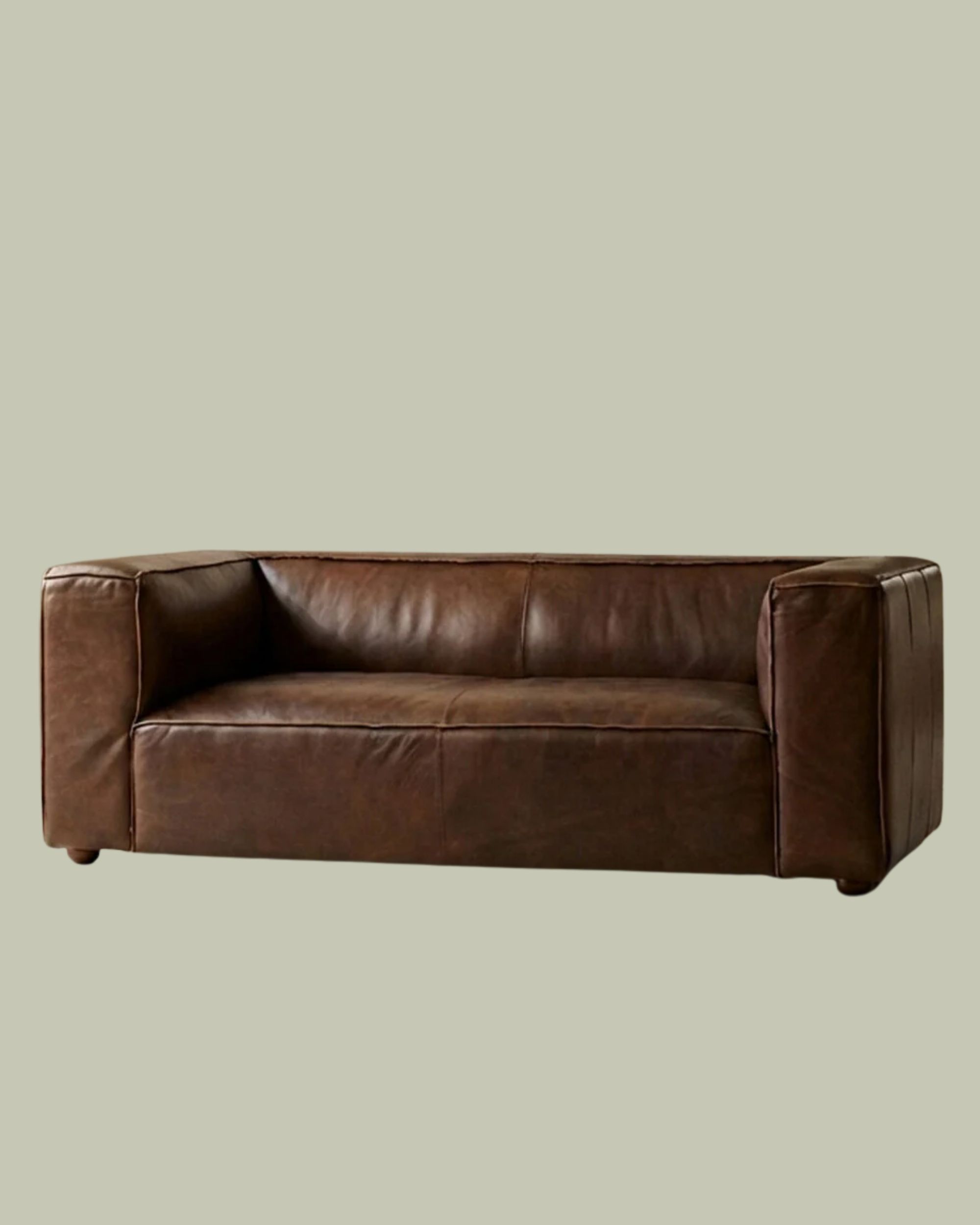 Orsina, 2 Seater Antique Brown Leather Sofa, King