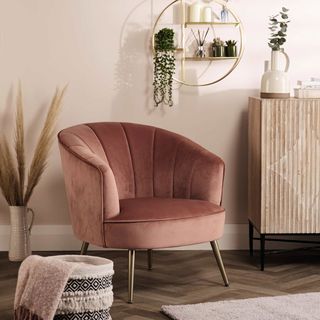 Aldi pink shell velvet chair